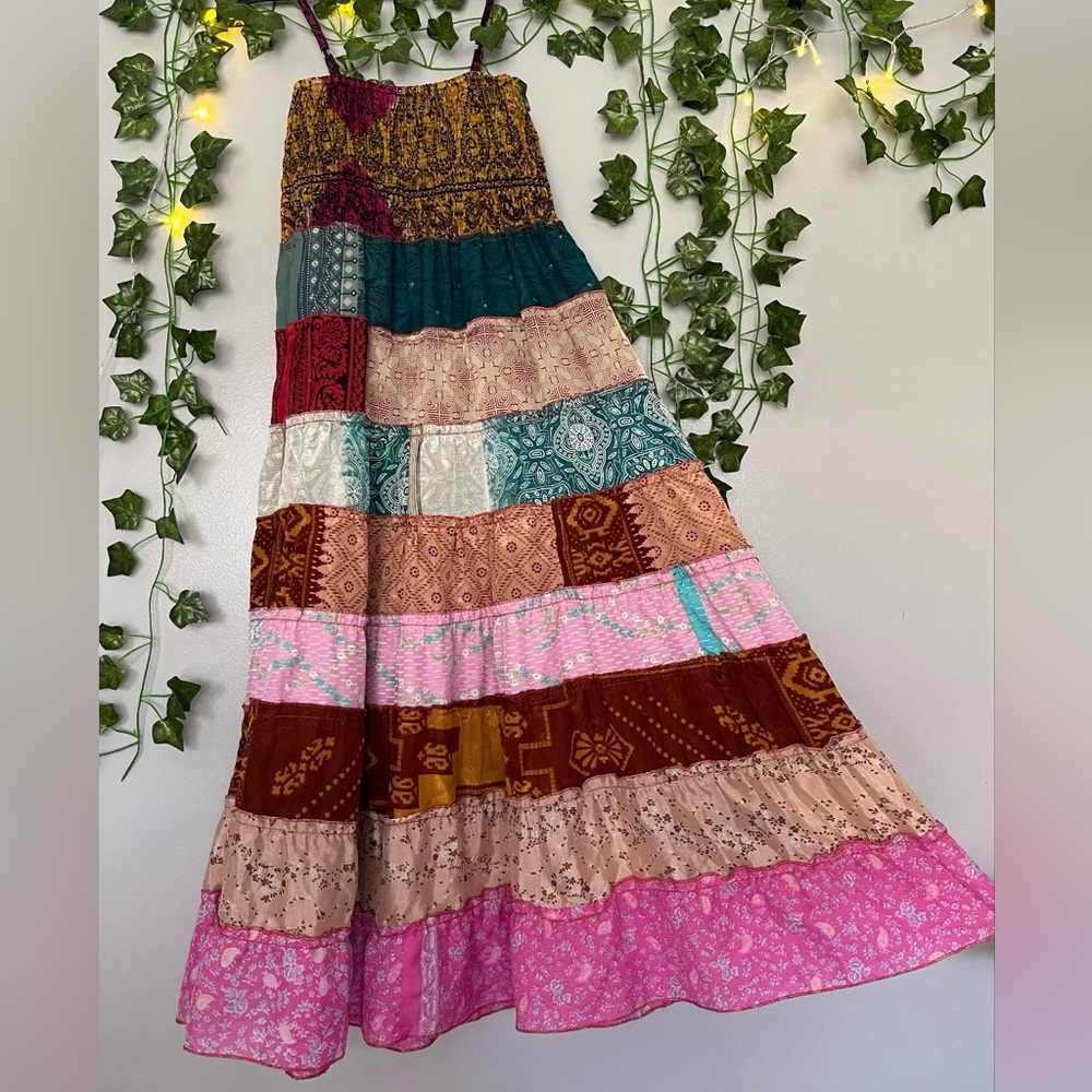 COPY - India Boutique boho multi-colored tiered sundress One Size